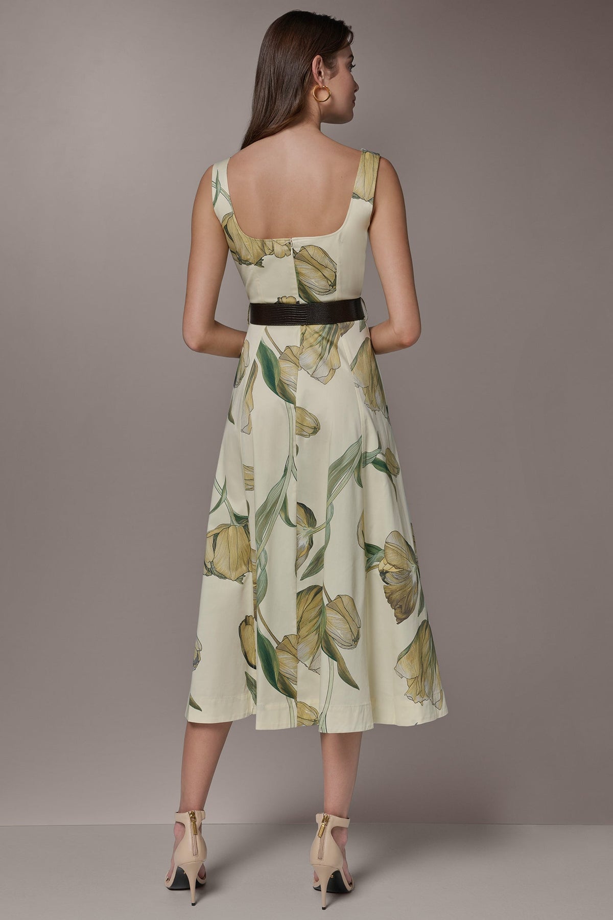 COTTON-SATEEN PRINTED MIDI A-LINE DRESS - Pannacotta Multi