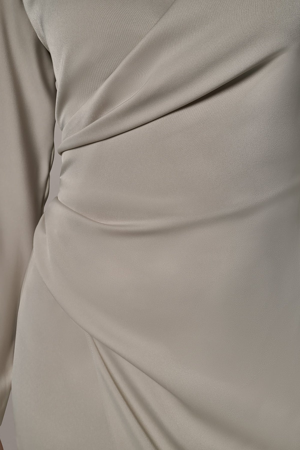 LONG SLEEVE WRAP-EFFECT SHIRT DRESS - Tuscan Grey