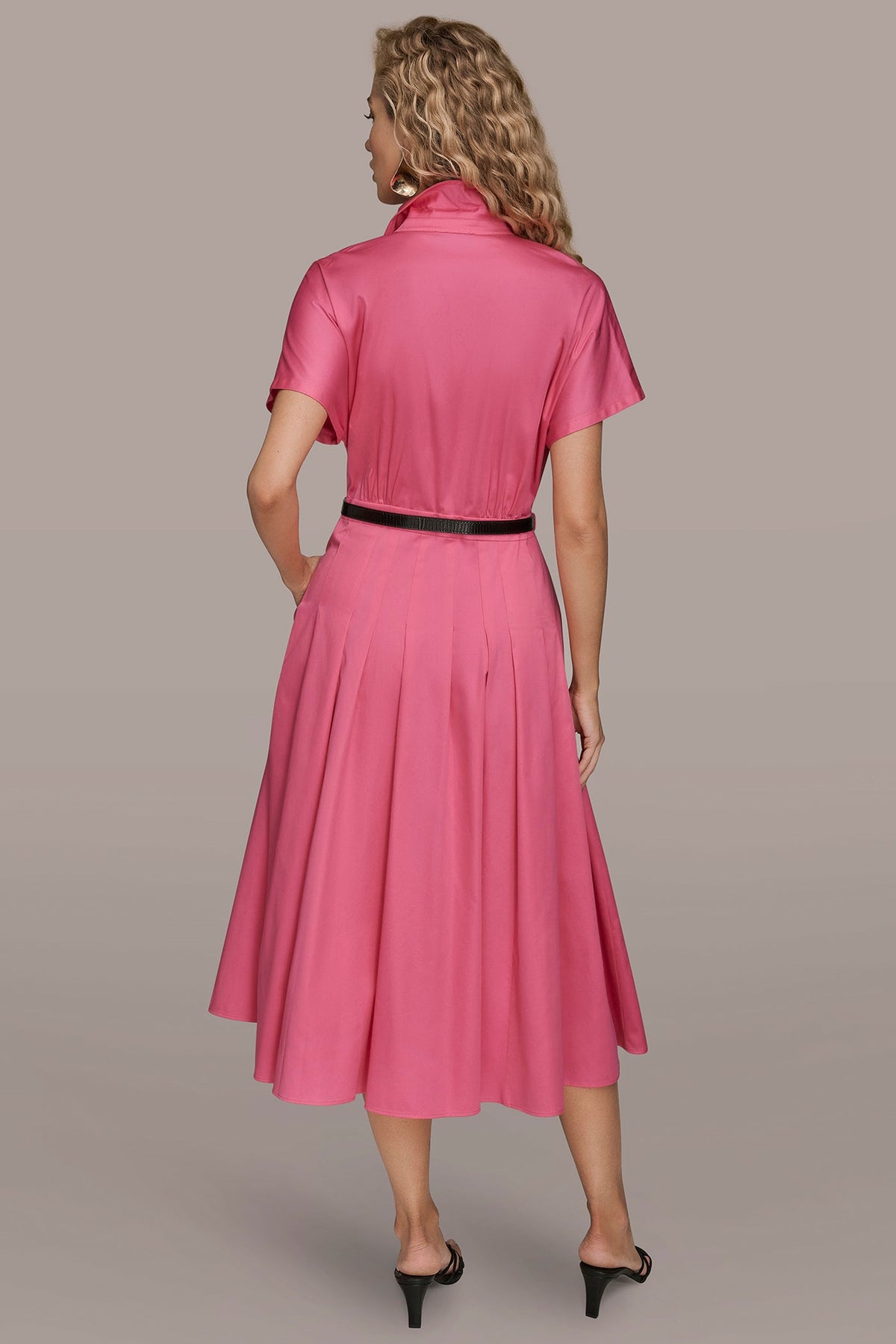 SHORT SLEEVE BUTTON-FRONT SHIRT DRESS - BIMINI