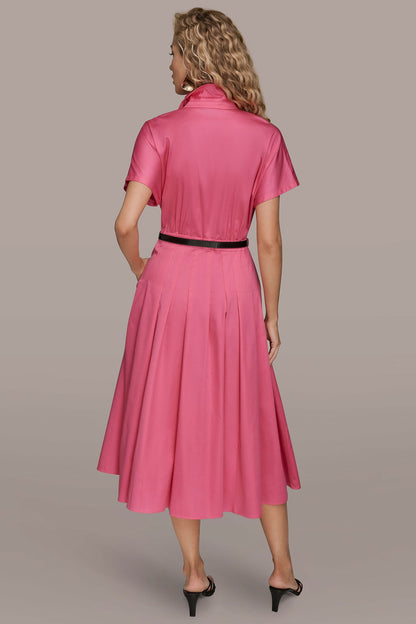 SHORT SLEEVE BUTTON-FRONT SHIRT DRESS - BIMINI