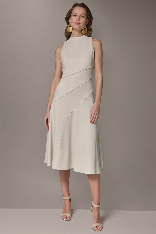 DIAGONAL RIB MIDI A-LINE DRESS - Vellum