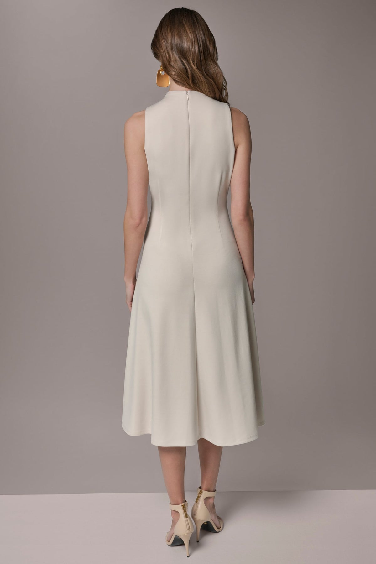 DIAGONAL RIB MIDI A-LINE DRESS - Vellum