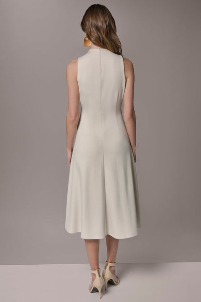 DIAGONAL RIB MIDI A-LINE DRESS - Vellum