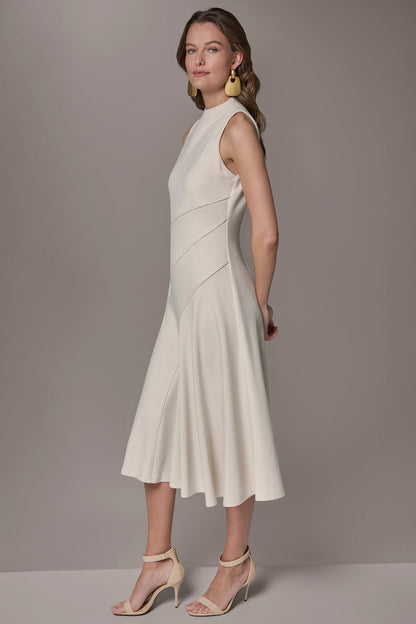 DIAGONAL RIB MIDI A-LINE DRESS - Vellum
