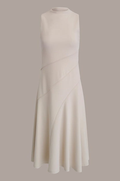 DIAGONAL RIB MIDI A-LINE DRESS - Vellum