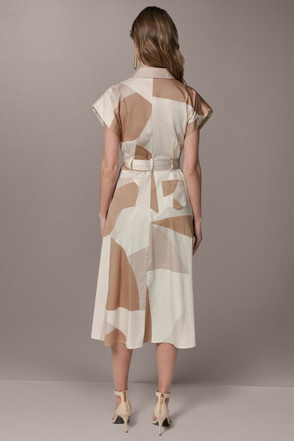 COTTON-SATEEN PRINTED MIDI SHIRT DRESS - Umbria/Scallop Shell Mult