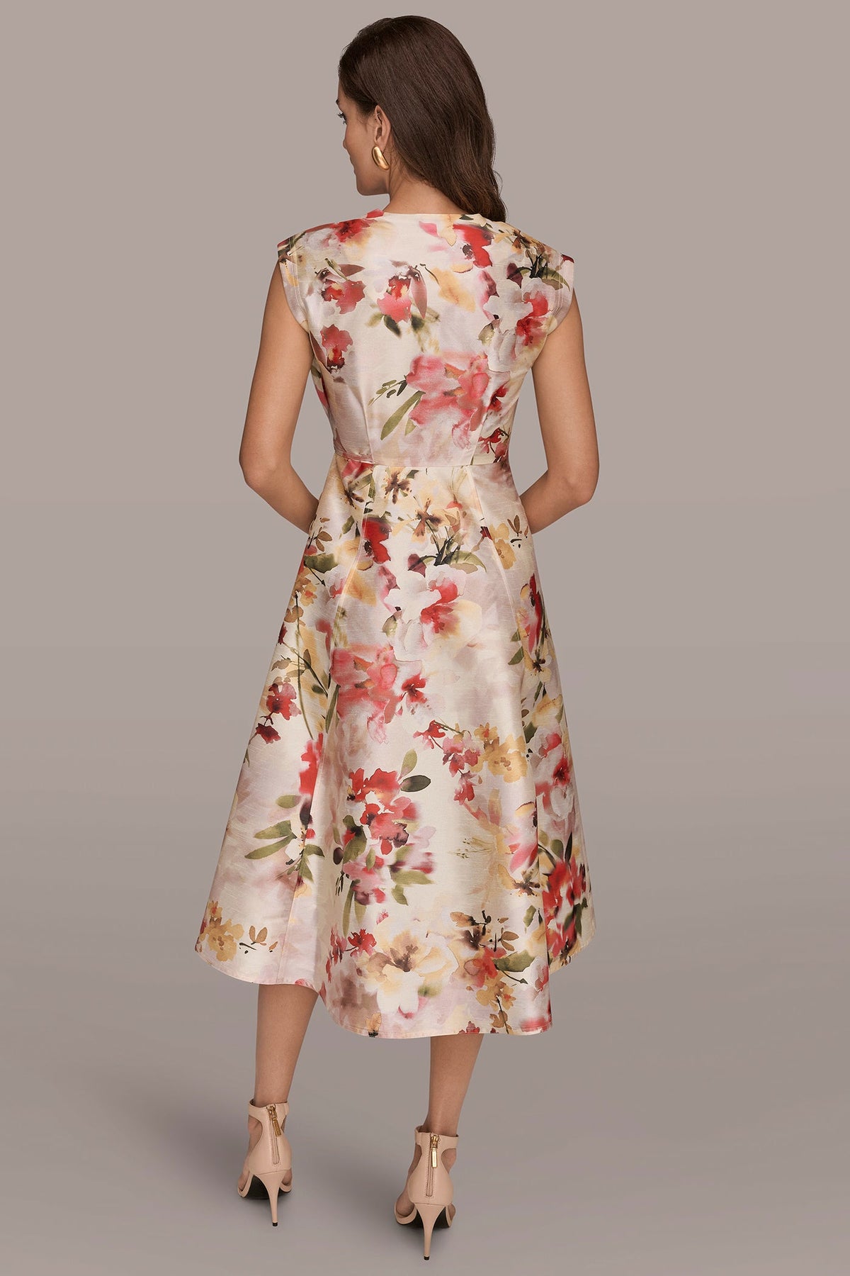 DUPIONI FLORAL WRAP DRESS - EGGSHELL MULTI