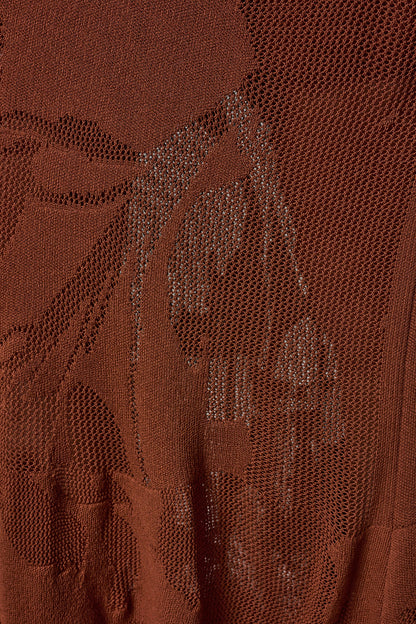 FLORAL-JACQUARD MIDI SWEATER DRESS - Cognac