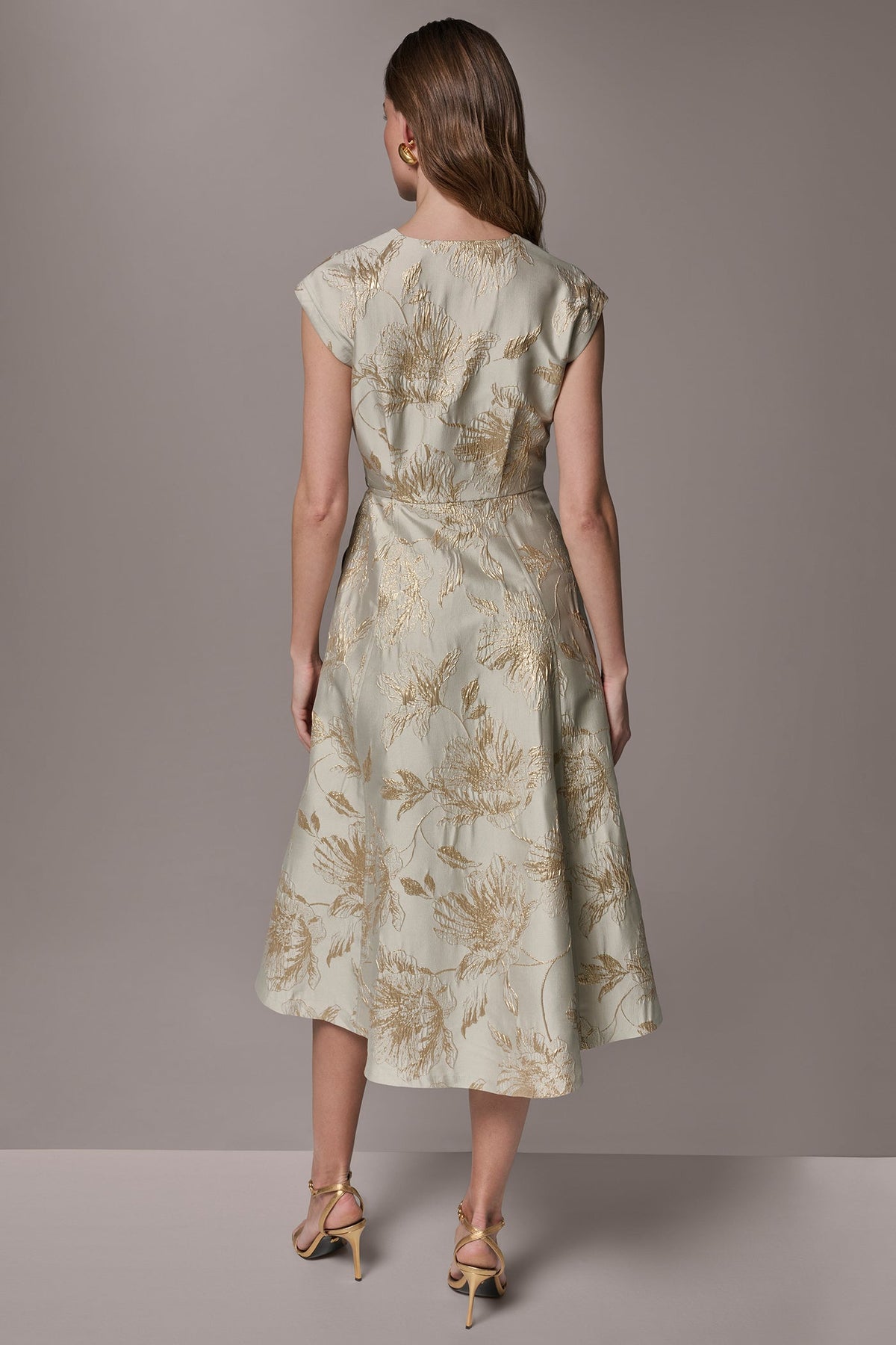 FLORAL-JACQUARD MIDI WRAP DRESS - Turin/Tuscan Grey