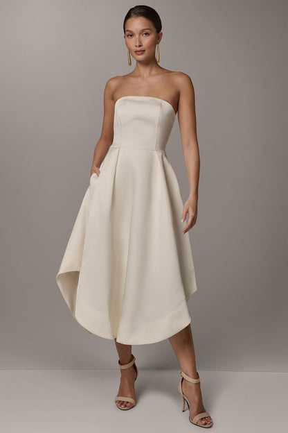 MIKADO STRAPLESS MIDI GOWN - Cream