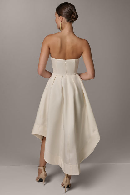 MIKADO STRAPLESS MIDI GOWN - Cream
