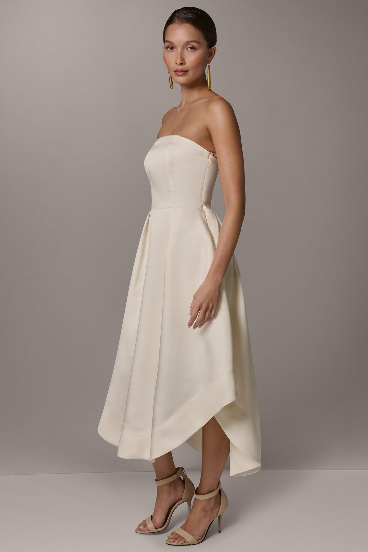MIKADO STRAPLESS MIDI GOWN - Cream