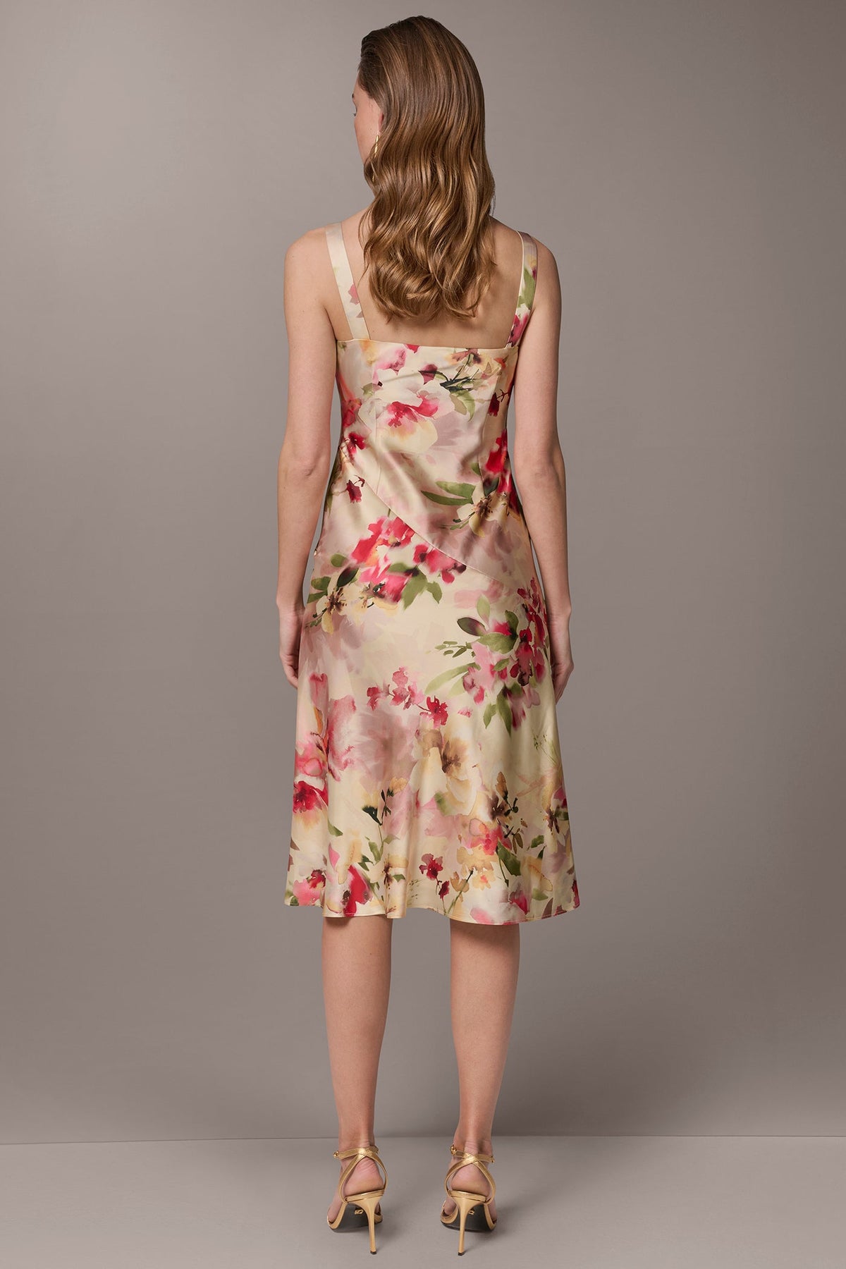 CHARMEUSE FLORAL MIDI SLIP DRESS - Eggshell Multi