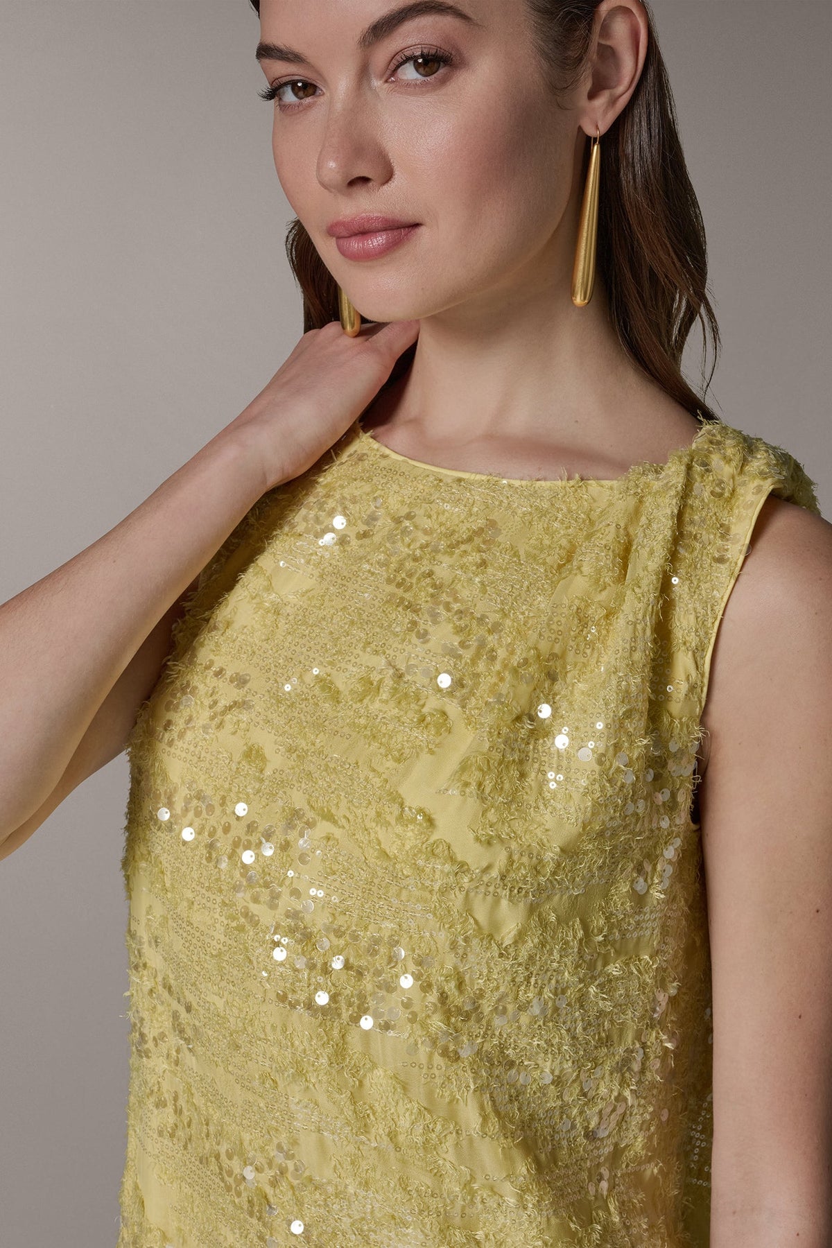 SEQUIN SHIFT DRESS - Citrus/Clear