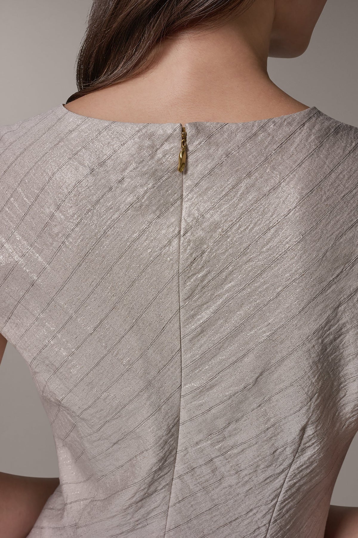 CAP SLEEVE ASYMMETRIC MIDI FIT AND FLARE DRESS - Sisal/Canyon