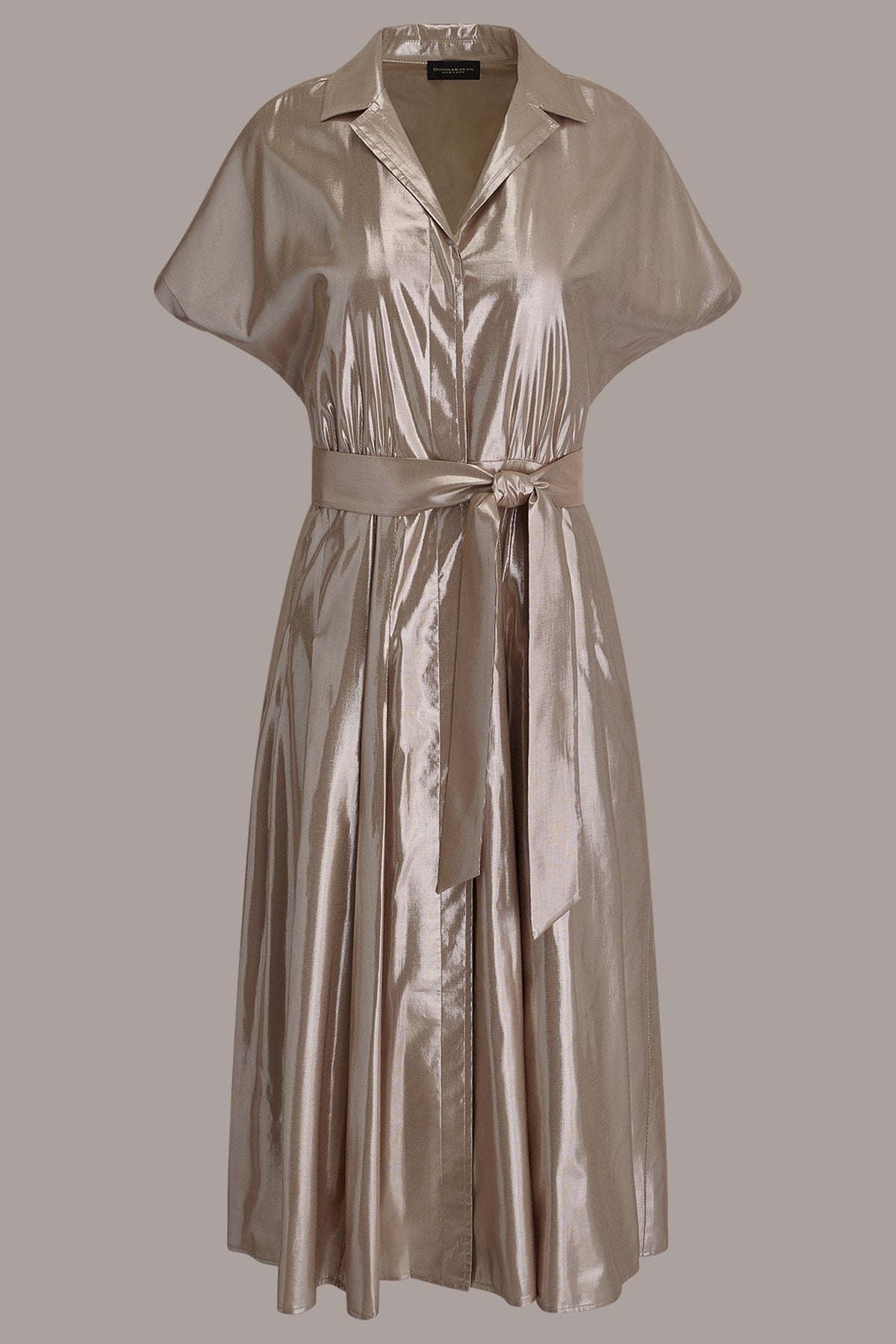 SHORT SLEEVE MIDI SHIRT DRESS - SNOW PETAL/SILVER