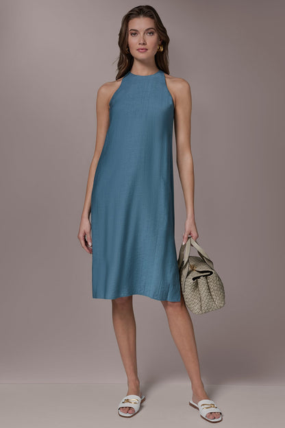 MIDI SWING DRESS - Washed Indigo