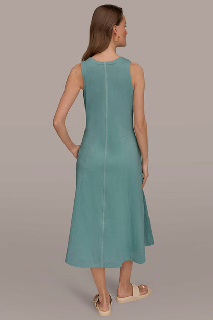 SLEEVELESS MIDI TRAPEZE DRESS - Waterlily