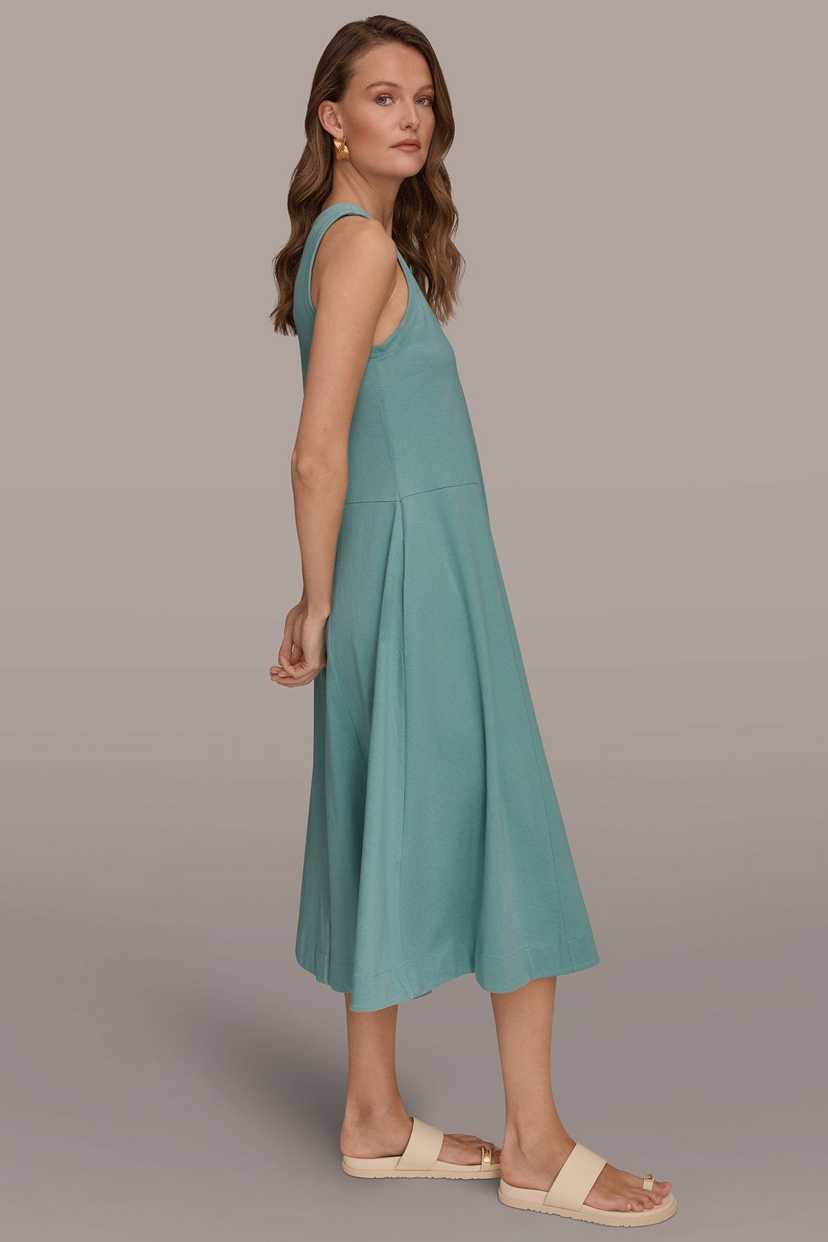 SLEEVELESS MIDI TRAPEZE DRESS - Waterlily