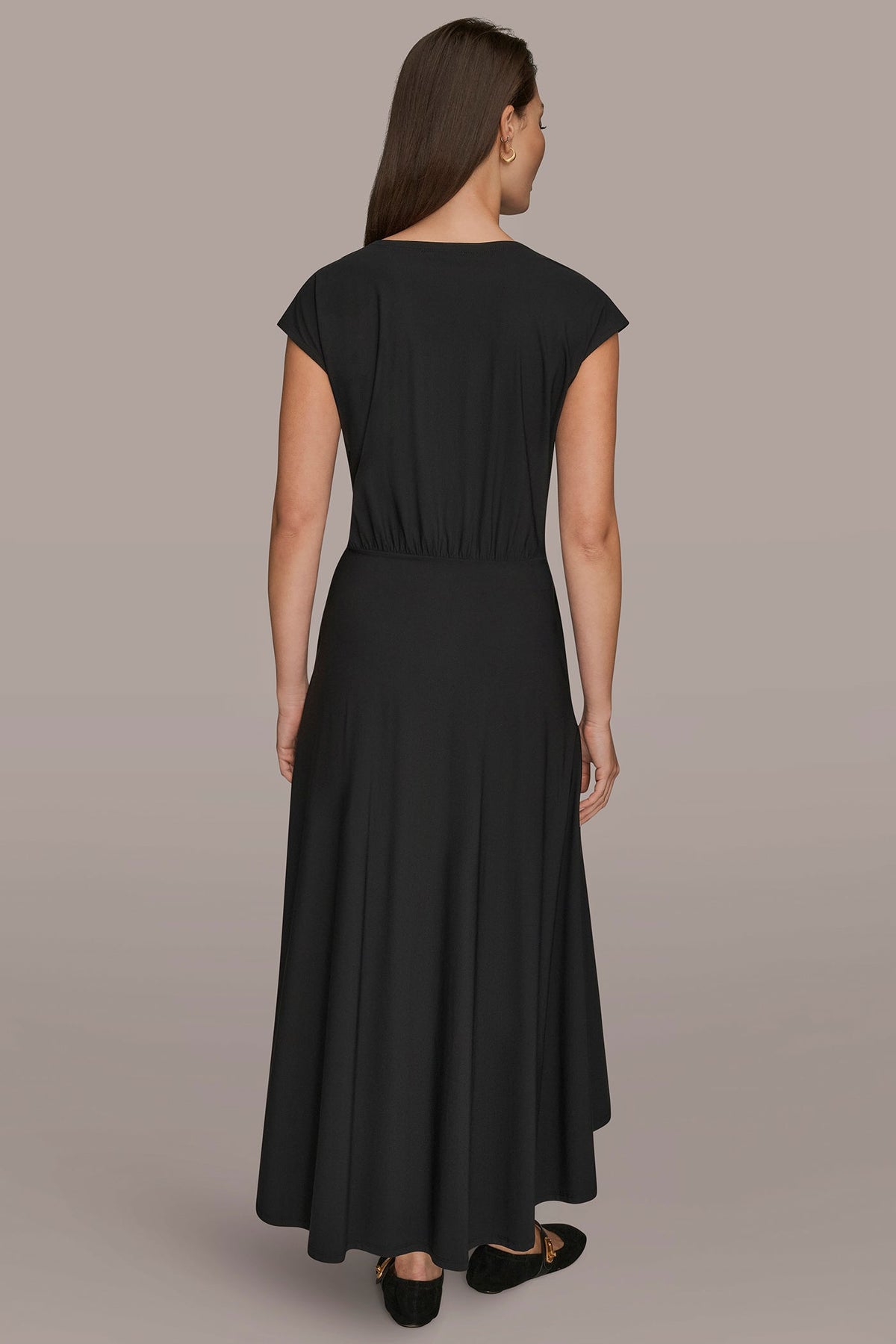 THE MODERN TRAVEL MIDI FIT AND FLARE DRESS - Black