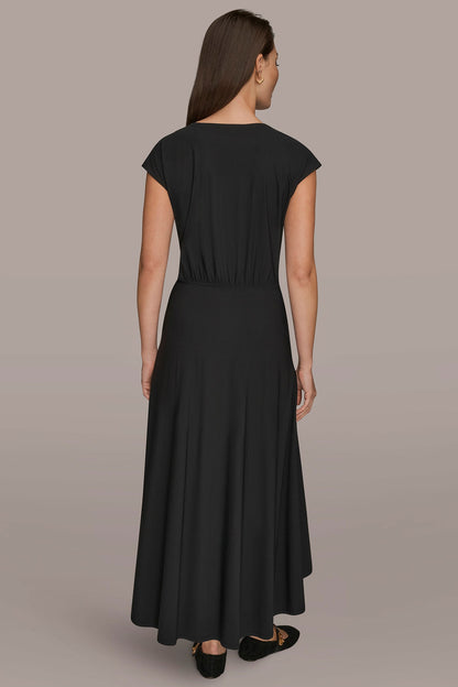 THE MODERN TRAVEL MIDI FIT AND FLARE DRESS - Black