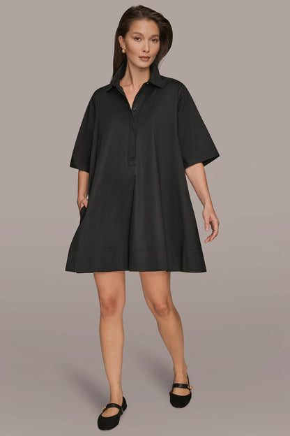 ELBOW-SLEEVE DRESS - Black