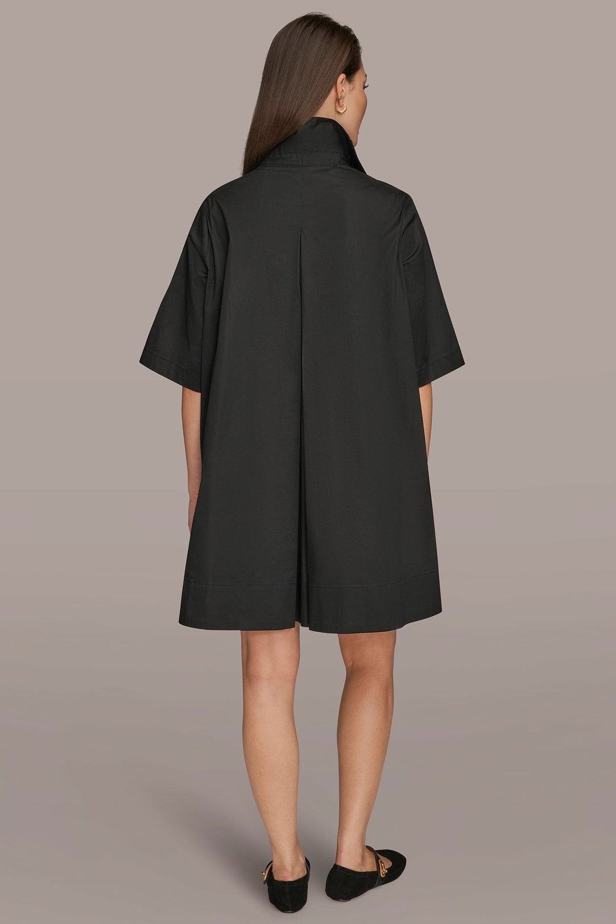 ELBOW-SLEEVE DRESS - Black