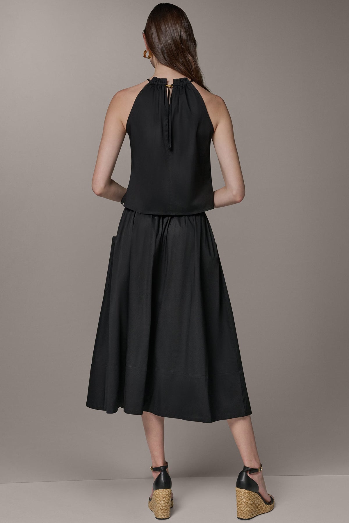 TWO-PIECE HALTER TOP AND MIDI SKIRT - Black