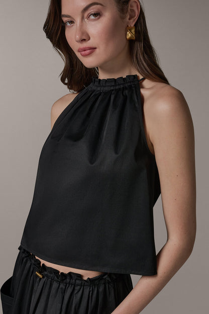 TWO-PIECE HALTER TOP AND MIDI SKIRT - Black