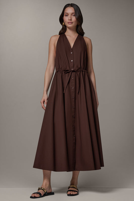 SLEEVELESS MIDI HALTER DRESS - Canyon