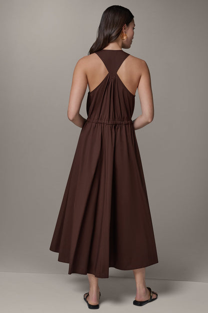 SLEEVELESS MIDI HALTER DRESS - Canyon