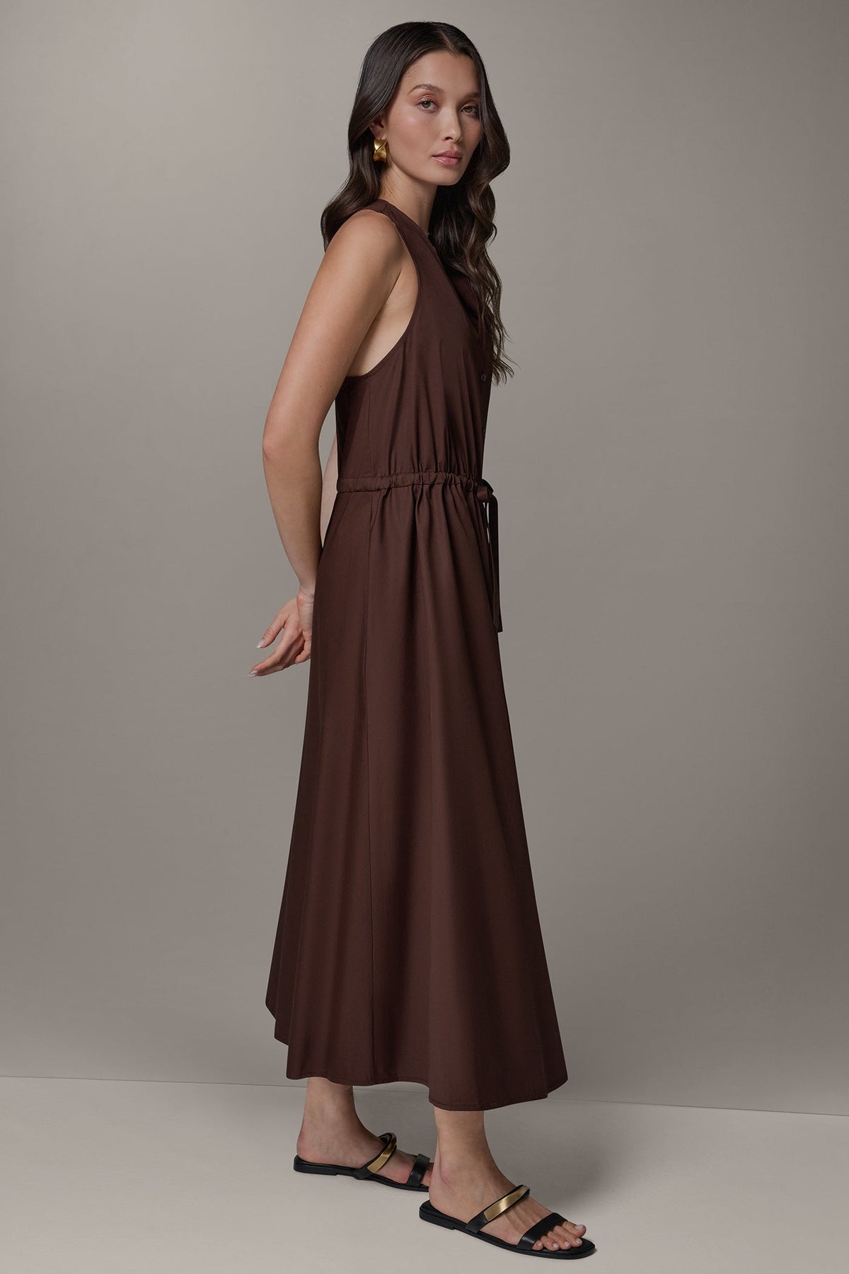 SLEEVELESS MIDI HALTER DRESS - Canyon