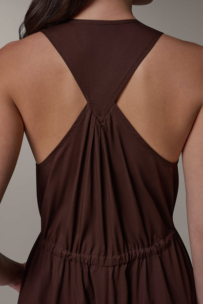 SLEEVELESS MIDI HALTER DRESS - Canyon