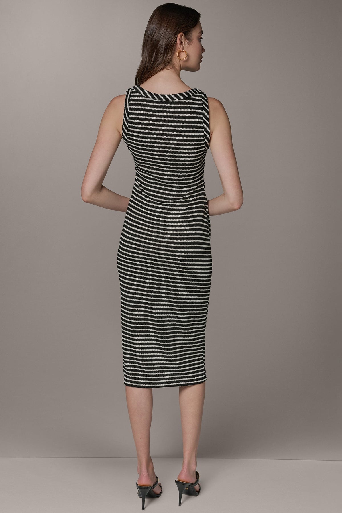 SLEEVELESS TWIST MIDI DRESS - Black Cream