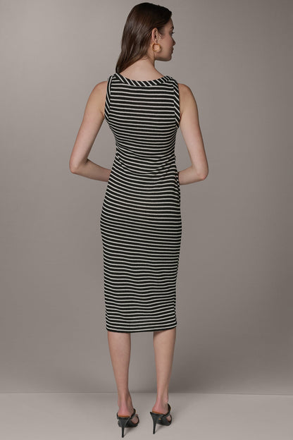 SLEEVELESS TWIST MIDI DRESS - Black Cream