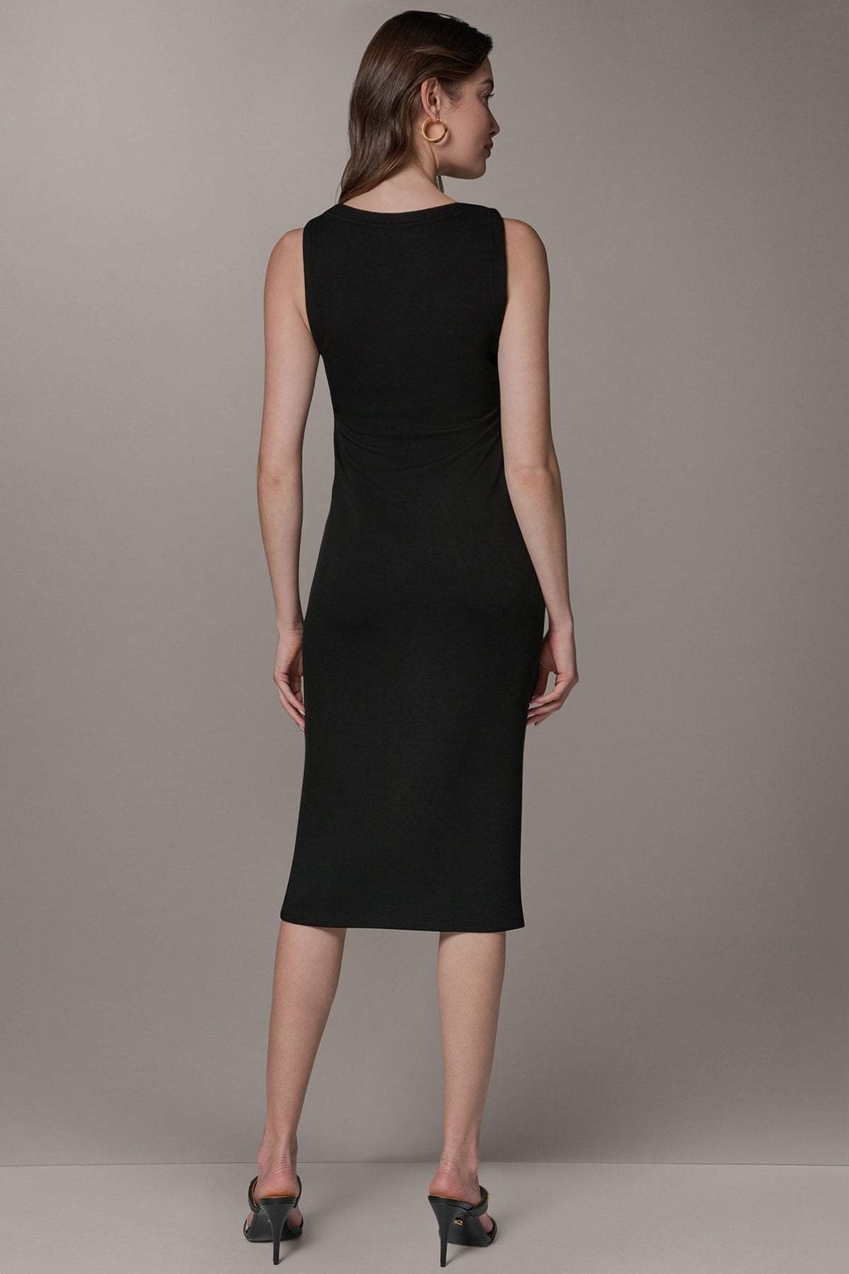 SLEEVELESS TWIST MIDI DRESS - Black