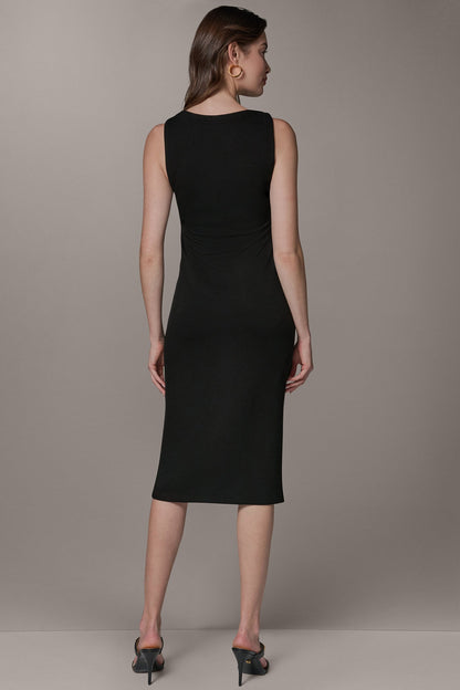 SLEEVELESS TWIST MIDI DRESS - Black