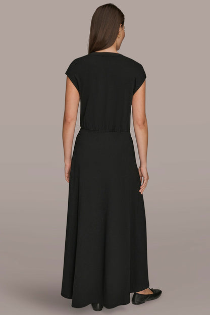 CAP SLEEVE CREW NECK DRESS - Black