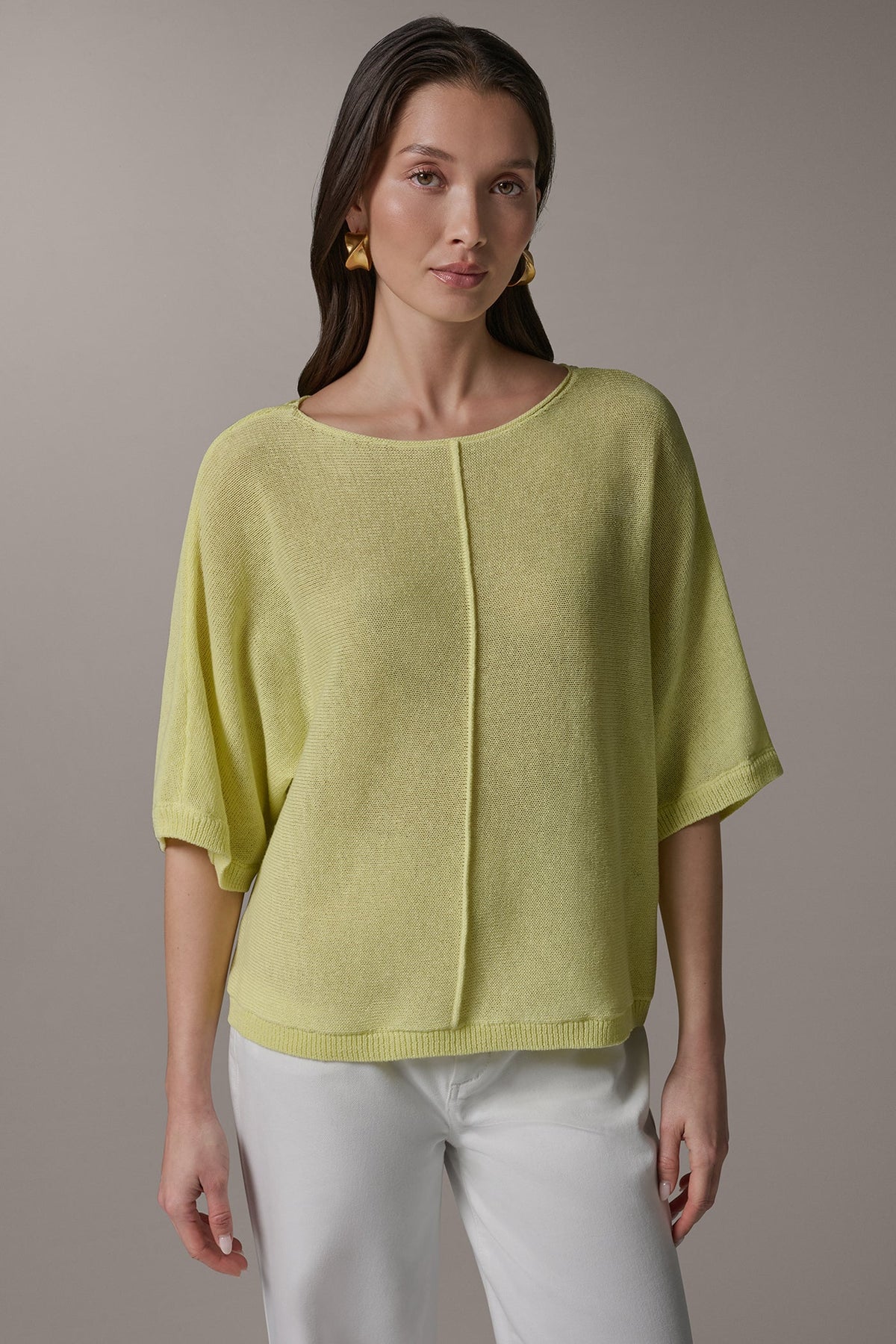 DOLMAN SLEEVE BALLET NECK SWEATER - Limoncello
