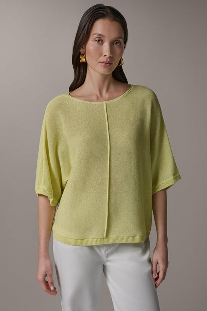 DOLMAN SLEEVE BALLET NECK SWEATER - Limoncello