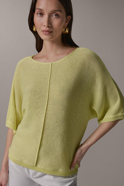 DOLMAN SLEEVE BALLET NECK SWEATER - Limoncello