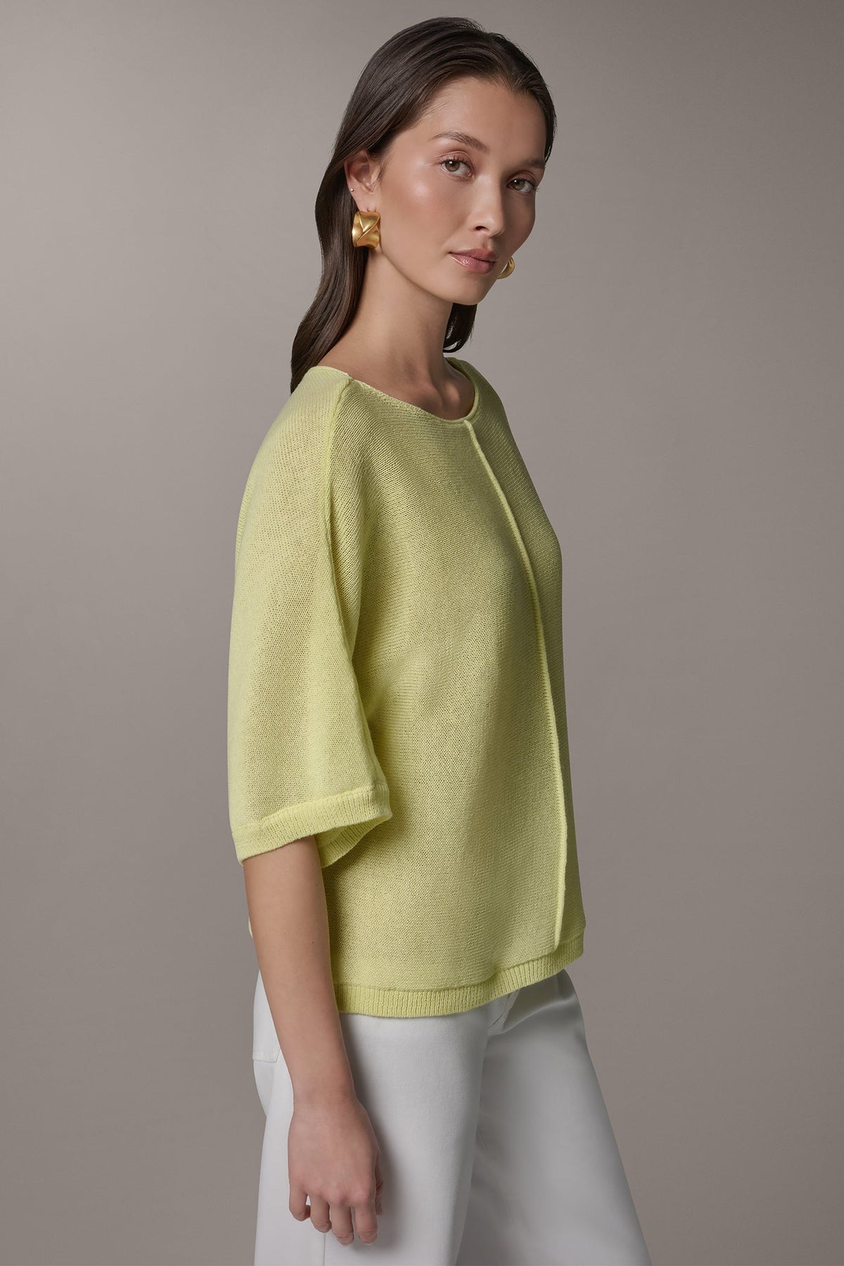 DOLMAN SLEEVE BALLET NECK SWEATER - Limoncello