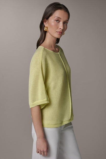 DOLMAN SLEEVE BALLET NECK SWEATER - Limoncello