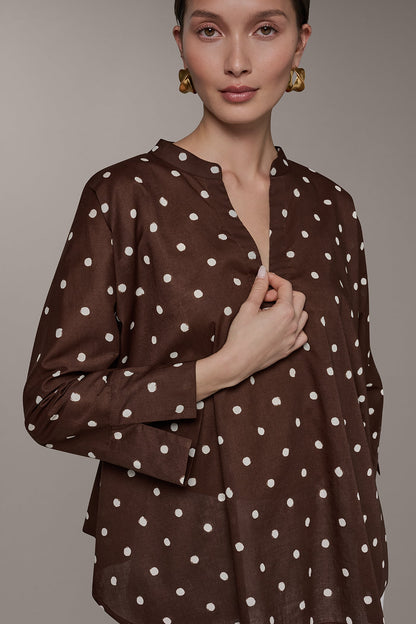 BRACELET SLEEVE POLKA DOT BLOUSE - Canyon/Cream