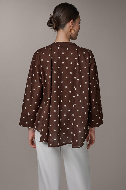 BRACELET SLEEVE POLKA DOT BLOUSE - Canyon/Cream