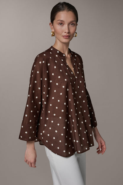 BRACELET SLEEVE POLKA DOT BLOUSE - Canyon/Cream