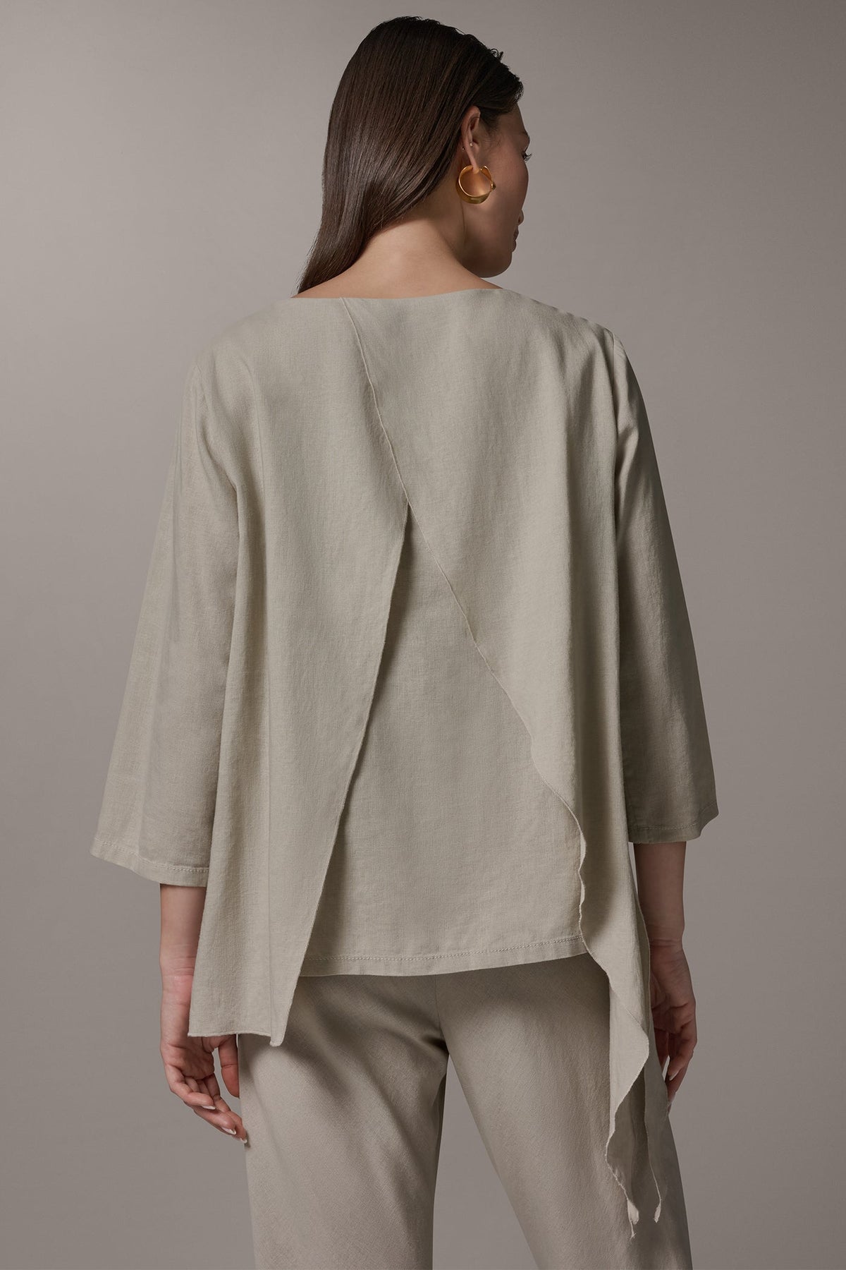 3/4 SLEEVE OVERLAY BLOUSE - Sandstone