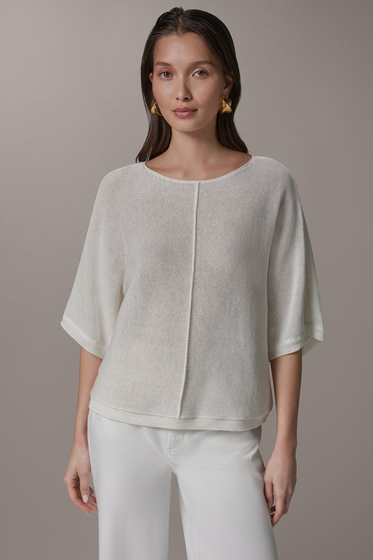 DOLMAN SLEEVE BALLET NECK SWEATER - Cream