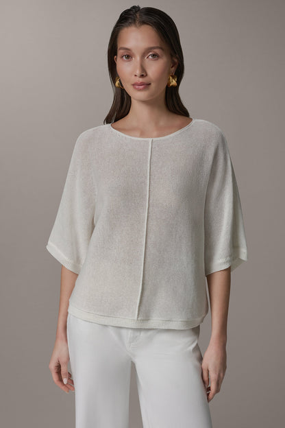 DOLMAN SLEEVE BALLET NECK SWEATER - Cream