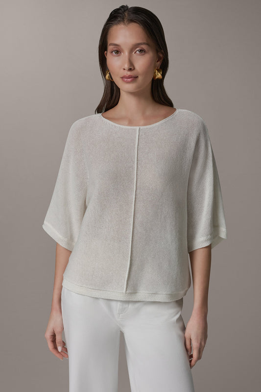 DOLMAN SLEEVE BALLET NECK SWEATER - Cream